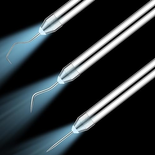3 Pcs Weeding Tools for Vinyl with LED Light Set Pin Pen Weeding Tool Weeding Pen Craft Tweezers Pin Tools for Cutting Machines Crafting Accessories Vinyl Paper Iron on Projects Adults (Silver) von Therwen