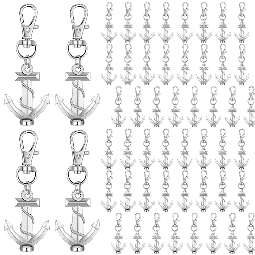 Therwen 50 Stück Anker-Schlüsselanhänger, Großpackung mit Ozean-Thema, Partygeschenk, Hochzeitsgeschenke, 3D-Silber-Anker, Schlüsselanhänger für Gäste, kreative Souvenirs, Geschenke, nautische von Therwen