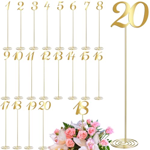 Therwen Metall-Tischnummern 1–20, Tischnummern für Hochzeitsempfang, 30,5 cm, Edelstahl, Party-Schreibtisch-Figur mit stabiler Halterung, für Bankett, Hochzeit, Party, Event, Catering, goldfarben, 20 Therwen Metall-Tischnummern 1–20, Tischnummern für Hochzeitsempfang, 30,5 cm, Edelstahl, Party-Schreibtisch-Figur mit stabiler Halterung, für Bankett, Hochzeit, Party, Event, Catering, goldfarben, 20 von Therwen