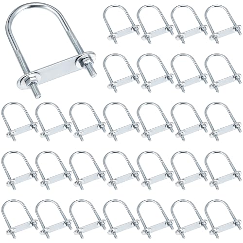 Therwen Runde U-Bolzen, verzinkter Stahl, U-Klemme mit Mutterplatte, Unterlegscheibe (M6 x 40 x 90 mm), 32 Sets von Therwen