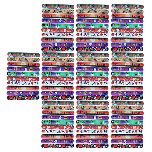 100 Stück Halloween-Themen-Slap-Bänder, stilvolles Halloween-Partyzubehör, Slap Armbänder, weiches Armband, Zubehör für Kinder, lustige Bänder 100 Stück Halloween-Themen-Slap-Bänder, stilvolles Halloween-Partyzubehör, Slap Armbänder, weiches Armband, Zubehör für Kinder, lustige Bänder von Thewasc