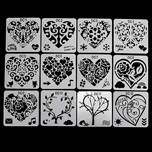 12 x Blumen-Herz-Zeichenformen für Kinder, Malschablonen, Papier, Ar Lineale 12 x Blumen-Herz-Zeichenformen für Kinder, Malschablonen, Papier, Ar Lineale von Thewasc
