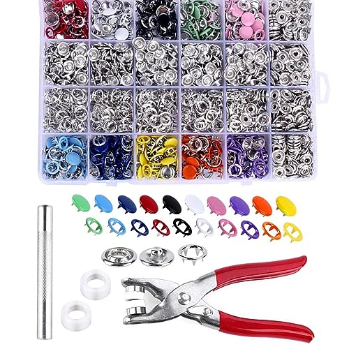 9,5 mm und Befestigungszange, Presswerkzeug, 10 Farben, Metallzinken, hohle Druckknöpfe und solide Druckknöpfe mit Befestigungszange 9,5 mm und Befestigungszange, Presswerkzeug, 10 Farben, Metallzinken, hohle Druckknöpfe und solide Druckknöpfe mit Befestigungszange von Thewasc