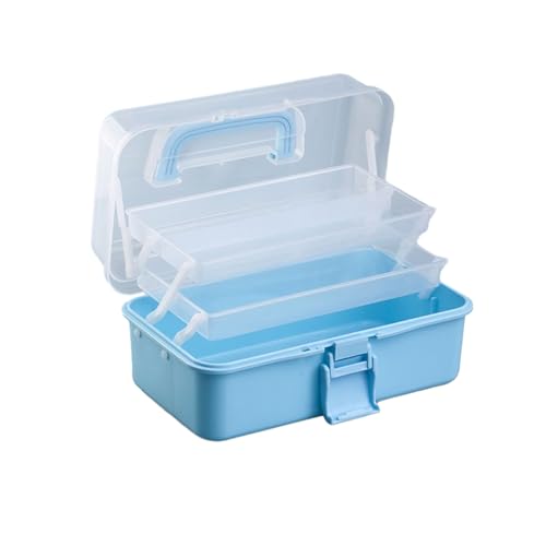 Aufbewahrungsbox mit großem Fassungsvermögen, dreilagig, mit Griff, Medikamentenbox für Kunstmaterialien, Farben, Medizin, multifunktionaler Organizer, dreilagiger praktischer Koffer von Thewasc