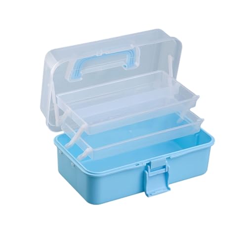 Aufbewahrungsbox mit großem Fassungsvermögen, dreilagig, mit Griff, Medikamentenbox für Kunstmaterialien, Farben, Medizin, multifunktionaler Organizer, dreilagiger praktischer Koffer von Thewasc