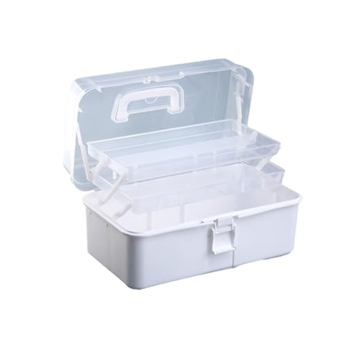 Aufbewahrungsbox mit großem Fassungsvermögen, dreilagig, mit Griff, Medikamentenbox für Kunstmaterialien, Farben, Medizin, multifunktionaler Organizer, dreilagiger praktischer Koffer von Thewasc