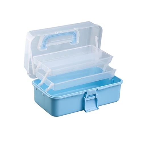 Aufbewahrungsbox mit großem Fassungsvermögen, dreilagig, mit Griff, Medikamentenbox für Kunstmaterialien, Farben, Medizin, multifunktionaler Organizer, dreilagiger praktischer Koffer von Thewasc
