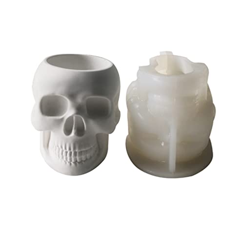 Kristall-Epoxid-Schädel-Blumentopf, Silikonform, Gips, Beton, Zement, Harz, Schädelvase für Kunstharz, Gips von Thewasc