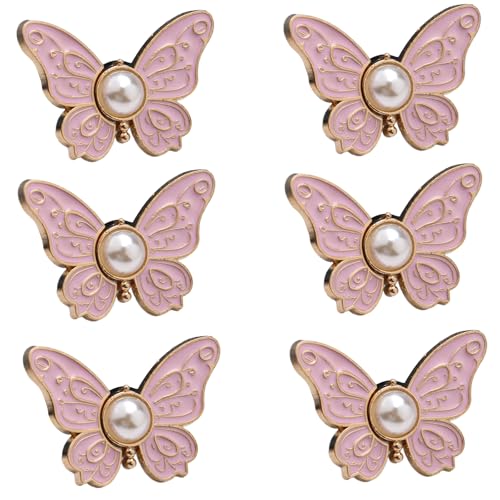 Thewasc 1/6 Stück Schmetterling Jeans Taille Schnalle Knopf Pins Nicht Nähen erforderlich Jeans Knopf Pin Hosen Taillenspanner von Thewasc