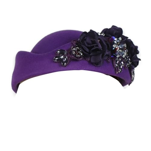 Thewasc 1. Britisch inspirierter bestickter Hut, verstellbar, Unisex-Design, Schmuckstein-Details, leicht, 11 Farben, bestickt für Damen von Thewasc