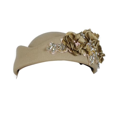 Thewasc 1. Britisch inspirierter bestickter Hut, verstellbar, Unisex-Design, Schmuckstein-Details, leicht, 11 Farben, bestickt für Damen von Thewasc