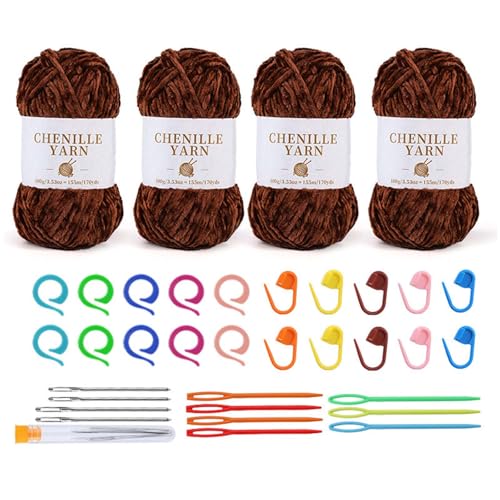 Thewasc 4PCS Baumwollhäkchengarn Mit Strick Accecsories Für Anfänger Weiche Babydecke Garn Zum Häkeln Von Deckenpullover Thewasc 4PCS Baumwollhäkchengarn Mit Strick Accecsories Für Anfänger Weiche Babydecke Garn Zum Häkeln Von Deckenpullover von Thewasc