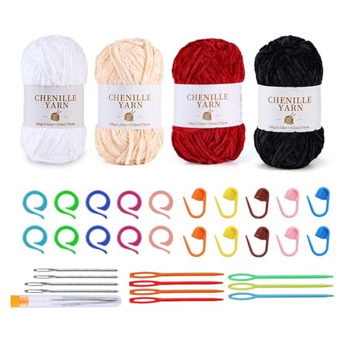 Thewasc 4PCS Baumwollhäkchengarn Mit Strick Accecsories Für Anfänger Weiche Babydecke Garn Zum Häkeln Von Deckenpullover Thewasc 4PCS Baumwollhäkchengarn Mit Strick Accecsories Für Anfänger Weiche Babydecke Garn Zum Häkeln Von Deckenpullover von Thewasc