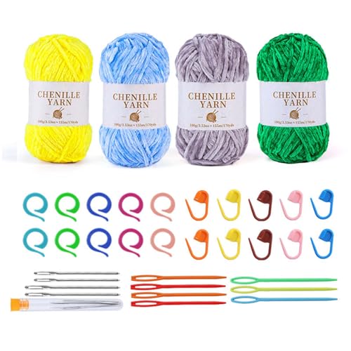 Thewasc 4PCS Baumwollhäkchengarn Mit Strick Accecsories Für Anfänger Weiche Babydecke Garn Zum Häkeln Von Deckenpullover Thewasc 4PCS Baumwollhäkchengarn Mit Strick Accecsories Für Anfänger Weiche Babydecke Garn Zum Häkeln Von Deckenpullover von Thewasc