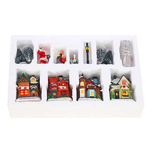 Thewasc Beleuchtete Dorfkollektion Weihnachten Winterdorf animierte Weihnachtsszene mit LED-Lichtern Geschenke für Kinder von Thewasc