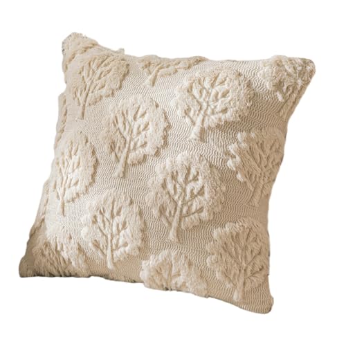 Thewasc Dekorativer Kissenbezug, geprägtes Blattmuster, Plüschstoff, 45 x 45 cm, für Sofa, Schlafzimmer, zeitgenössisches Blattmuster von Thewasc
