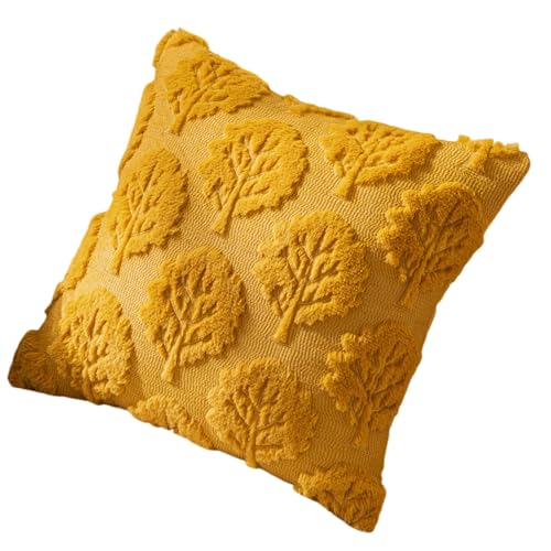 Thewasc Dekorativer Kissenbezug, geprägtes Blattmuster, Plüschstoff, 45 x 45 cm, für Sofa, Schlafzimmer, zeitgenössisches Blattmuster von Thewasc