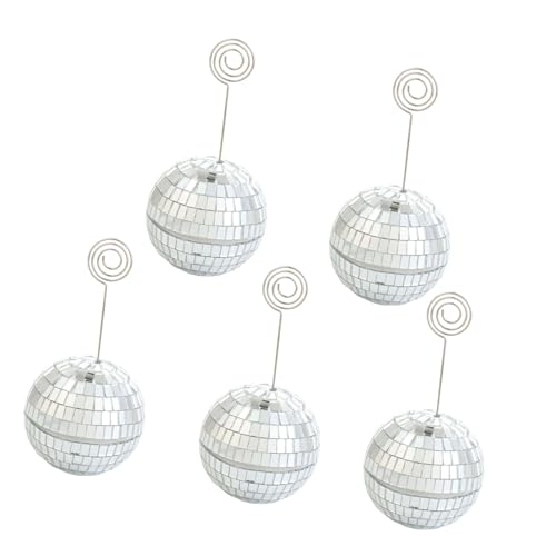 Thewasc Disco Namenskarte mit Metallsockel für Party-Dekorationen, Tischnummernhalter, silberfarbene Fotokarte, Tischdekoration für Veranstaltungen von Thewasc