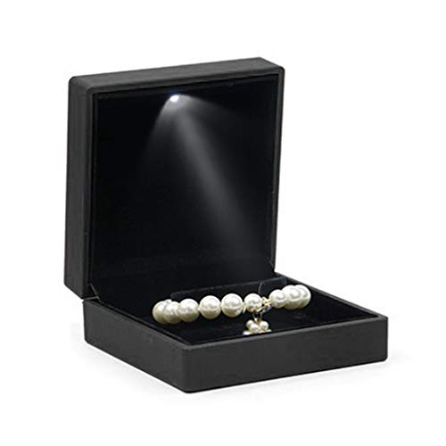 Thewasc Luxus-Box, quadratisch, Hochzeitsanhänger für Etui, Schmuckschatulle mit LED-Licht für Antrag, Verlobung, Hochzeit Thewasc Luxus-Box, quadratisch, Hochzeitsanhänger für Etui, Schmuckschatulle mit LED-Licht für Antrag, Verlobung, Hochzeit von Thewasc