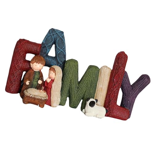Thewasc Modernes Weihnachtskrippenfiguren-Set aus Kunstharz, für religiöse Feiern, Heimdekoration, elegantes Display der Heiligen Familie von Thewasc