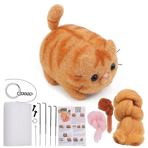 Thewasc Nadelfilz-Starter-Kits, niedliches Tier-Wollfilz-Bastelzubehör, Nadel-Kits für Anfänger, Bastelbedarf und Zubehör, Wolle von Thewasc