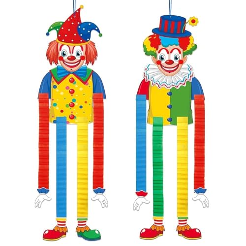 Thewasc Papier-Clown-Figuren zum Aufhängen, für Feiertagsfeiern und Geburtstag, Halloween, Party, Karneval, hängende Clown-Dekorationen, 2 Stück von Thewasc