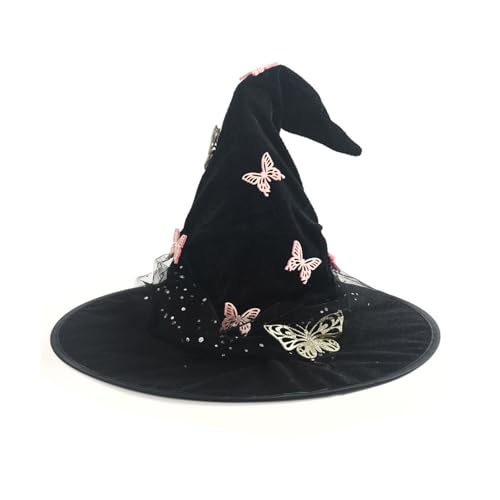 Thewasc Schöne Hexenhüte, schwarz, Halloween-Hüte, Unisex, Persönlichkeit, Hexenhut für Make-up-Anlässe und festliche Zusammenkünfte von Thewasc
