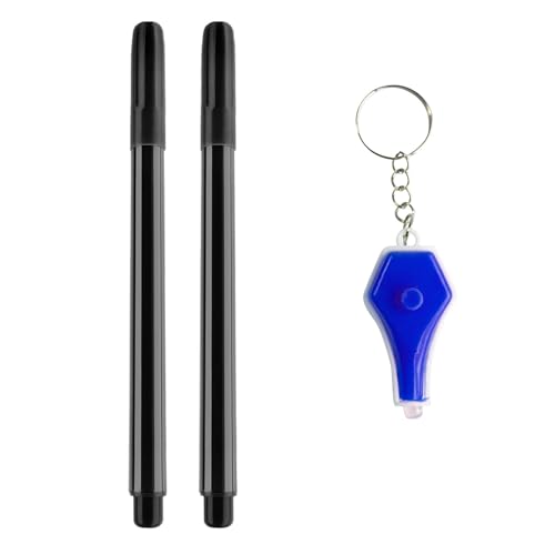 Thewasc Unsichtbare Marker, unsichtbare Tinten, Stift mit Taschenlampe, Schlüsselanhänger für geheime Nachrichten, Kindergeburtstag, Strumpffüller, 2 Stück Thewasc Unsichtbare Marker, unsichtbare Tinten, Stift mit Taschenlampe, Schlüsselanhänger für geheime Nachrichten, Kindergeburtstag, Strumpffüller, 2 Stück von Thewasc