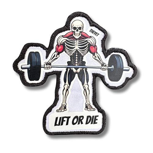 THEYET Aufnäher für CrossFit, bestickt und Magnet für taktische Rucksäcke und Weste, Klettverschluss, Zubehör für Gym und Cross-Training, Airsoft-Rucksack für Herren und Damen (Lift or Die) von Theyet