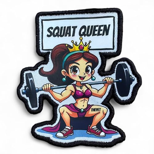 THEYET Klettverschluss CrossFit Stickerei und Magnet für Militärrucksack und Weste | Gym und Cross Training | Airsoft Rucksack Abzeichen für Herren und Damen (Squat Queen) von Theyet