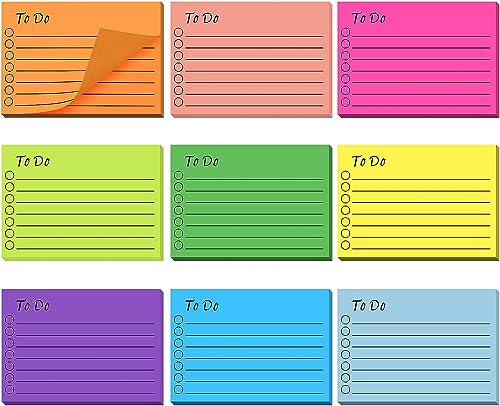 Thgtao 9 Packung To Do Liste, Haftnotizen Notizzettel, Sticky Notes, Linierte Klebezettel, Selbstklebend Tagesliste Notizblock, Notizzettel für Büro, Zuhause, Schule (450 Blätter) von Thgtao