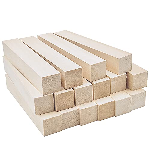 16 Stk 2,5 x 2,5 x 15cm Schnitzholz Schnitzen Natürlich Lindenholz Rohlinge Balsaholz zum Schnitzen Holzblöcke Unbehandelt Schnitzblock Basswood Carving Blocks für DIY Schnitzer von Thiecoc