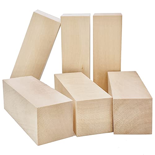 6 Stk 15 x 5 x 5cm Schnitzholz Schnitzen Natürlich Lindenholz Rohlinge Balsaholz zum Schnitzen Holzblöcke Unbehandelt Schnitzblock Basswood Carving Blocks für DIY Schnitzer von Thiecoc