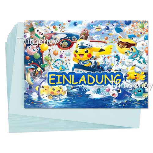 Thingehoy Einladungskarten Kindergeburtstag Junge Mädchen Deutsch, Einladungskarten Geburtstag, Einladungskarten Kinder, 12er Set Mit Umschlag von Thingehoy