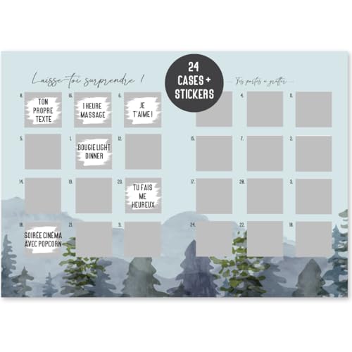 Rubbel-Adventskalender zum Rubbeln für Männer, Frauen | DIY Adventskalender zum freien Beschriften und Kratzen | Weihnachtskalender Klappkarte DIN A4 (Blau) von Things of Happiness