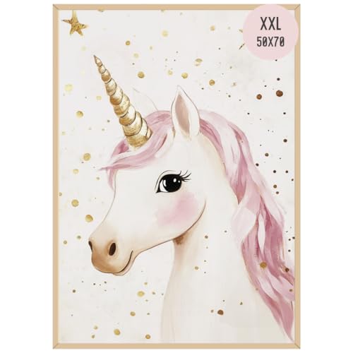 Things of Happiness Einhorn Poster für Kinder | Poster Unicorn Kinderzimmer | Wandbild mit Pferd als Geschenk zur Geburt, Taufe, Kindergeburtstag (Einhorn, 50x70 cm) von Things of Happiness