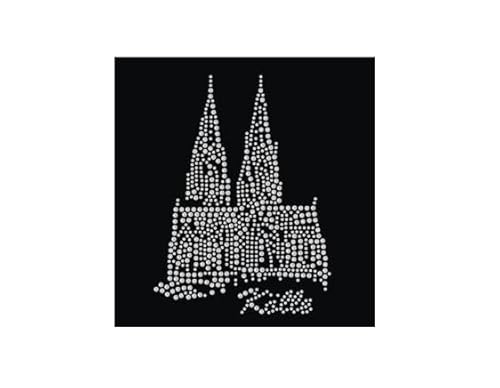 Strass Steine Bügelbilder Applikation verschiedene Motive Köln Karneval Fasching (Dom Kölle silber 11x15cm) von Think Jeck!