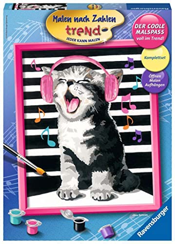 Ravensburger Malen nach Zahlen 28431 - Singing Cat - Für Erwachsene und Kinder ab 12 Jahren von ThinkFun