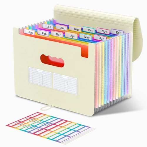 ThinkTex 12 Fächer Dokumentenmappe A4, Ordner A4 Sortiermappe Fächermappe Datei Organizer mit Gummizug und Verschlußknopf, Dokumententasche mit bunten Labeln - Morandi Gelb ThinkTex 12 Fächer Dokumentenmappe A4, Ordner A4 Sortiermappe Fächermappe Datei Organizer mit Gummizug und Verschlußknopf, Dokumententasche mit bunten Labeln - Morandi Gelb von ThinkTex