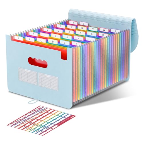 ThinkTex 26 Fächer Dokumentenmappe A4, Ordner A4 Sortiermappe Fächermappe Datei Organizer mit Gummizug und Verschlußknopf, Dokumententasche mit bunten Labeln - Morandi Blau ThinkTex 26 Fächer Dokumentenmappe A4, Ordner A4 Sortiermappe Fächermappe Datei Organizer mit Gummizug und Verschlußknopf, Dokumententasche mit bunten Labeln - Morandi Blau von ThinkTex