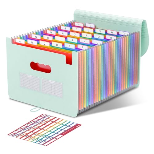 ThinkTex 26 Fächer Dokumentenmappe A4, Ordner A4 Sortiermappe Fächermappe Datei Organizer mit Gummizug und Verschlußknopf, Dokumententasche mit bunten Labeln - Morandi Grün ThinkTex 26 Fächer Dokumentenmappe A4, Ordner A4 Sortiermappe Fächermappe Datei Organizer mit Gummizug und Verschlußknopf, Dokumententasche mit bunten Labeln - Morandi Grün von ThinkTex