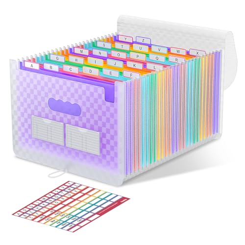 ThinkTex 26 Fächer Dokumentenmappe A4, Regenbogen Akkordeon Erweiterbar Ordnungsmappe, Aktenordner mit großer Kapazität, tragbarer Klassifizierungsaktenordner im A4-Letter für Büro/Schule – Lila ThinkTex 26 Fächer Dokumentenmappe A4, Regenbogen Akkordeon Erweiterbar Ordnungsmappe, Aktenordner mit großer Kapazität, tragbarer Klassifizierungsaktenordner im A4-Letter für Büro/Schule – Lila von ThinkTex