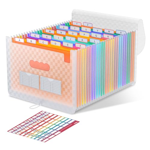 ThinkTex 26 Fächer Dokumentenmappe A4, Regenbogen Akkordeon Erweiterbar Ordnungsmappe, Aktenordner mit großer Kapazität, tragbarer Klassifizierungsaktenordner im A4-Letter für Büro/Schule – Orange ThinkTex 26 Fächer Dokumentenmappe A4, Regenbogen Akkordeon Erweiterbar Ordnungsmappe, Aktenordner mit großer Kapazität, tragbarer Klassifizierungsaktenordner im A4-Letter für Büro/Schule – Orange von ThinkTex