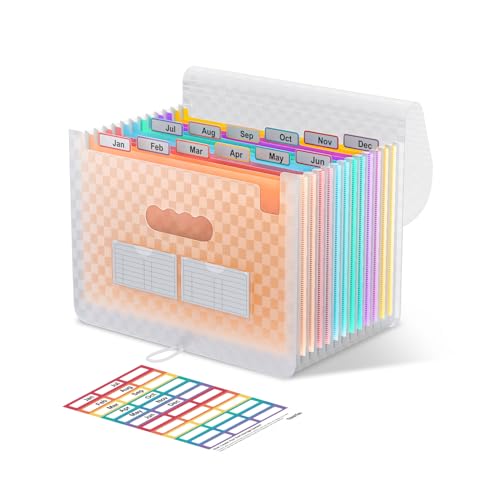 ThinkTex Accordian Aktenordner, 12 Fächer, erweiterbare Aktenordner, tragbarer monatlicher Rechnungsbeleg-Organizer, bunte Registerkarten, A4-Größe – Orange ThinkTex Accordian Aktenordner, 12 Fächer, erweiterbare Aktenordner, tragbarer monatlicher Rechnungsbeleg-Organizer, bunte Registerkarten, A4-Größe – Orange von ThinkTex