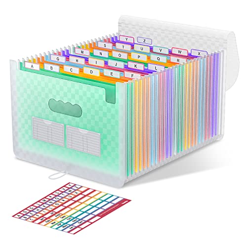 ThinkTex 26 Fächer Dokumentenmappe A4, Regenbogen Akkordeon Erweiterbar Ordnungsmappe, Aktenordner mit großer Kapazität, tragbarer Klassifizierungsaktenordner im A4-Letter für Büro/Schule – Grün von ThinkTex