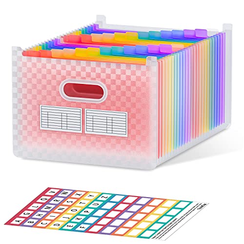 ThinkTex Dokumentenmappe A4, 26 Fächer Fächermappe, Aufrecht und Oben Offen, A-Z-Registerkarten mit bunten Registern, Letter-/A4-Format für Schule, Zuhause und Büro - Rose von ThinkTex