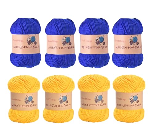 ThinkThings Garn zum Häkeln, Acryl-Baumwollgarn zum Stricken, Häkeln & Weben – 8 Knäuel, 400 g, Unterstützung Ukraine, blau-gelbes Garn für Anfänger ThinkThings Garn zum Häkeln, Acryl-Baumwollgarn zum Stricken, Häkeln & Weben – 8 Knäuel, 400 g, Unterstützung Ukraine, blau-gelbes Garn für Anfänger von ThinkThings
