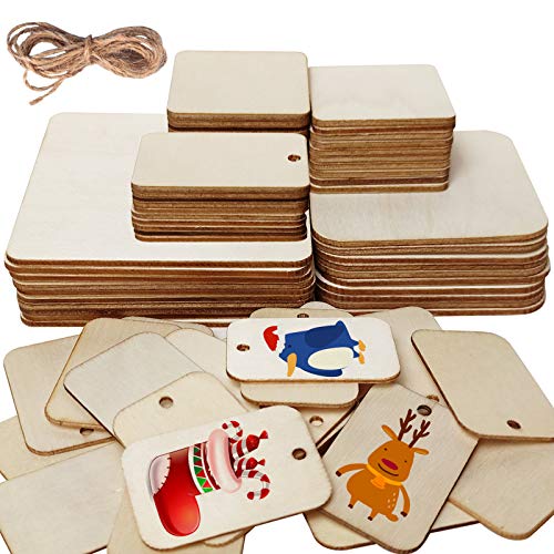 Thinkingwings 70 Stück unlackierte Blanko-Holzquadrate mit Loch, quadratische Holzanhänger für Brandmalerei, Malerei, hängende Dekorationen, Festivals und Partys, Dekoration, Handwerk, Geschenke Thinkingwings 70 Stück unlackierte Blanko-Holzquadrate mit Loch, quadratische Holzanhänger für Brandmalerei, Malerei, hängende Dekorationen, Festivals und Partys, Dekoration, Handwerk, Geschenke von Thinkingwings