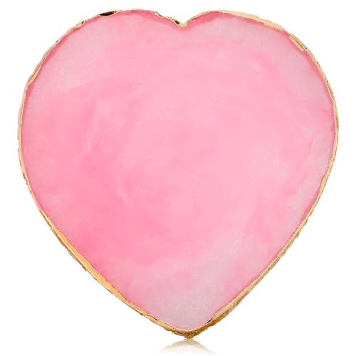 1 x Kunstharz-Nagelkunst-Palette, Nagellack-Palette, Malerei, gemischte Farbpaletten, Goldkanten, DIY-Nägel, Gel, Farbe, Make-up, Präsentationstafel, Herzform, Kosmetik-Mixwerkzeug (Rosa) von Thinp