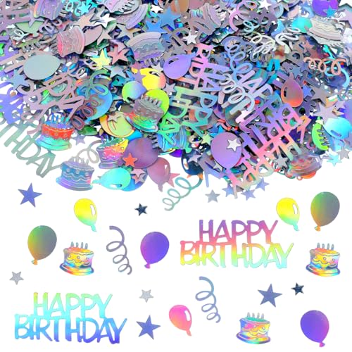 1300 Stück Geburtstagskonfetti, schillerndes Happy Birthday-Konfetti für den Tisch mit Aufbewahrungsbox, Kreis, Sternbuchstaben, Form, Tischstreuung für Disco-Motto-Party, Babyparty, Dekorationen von Thinp